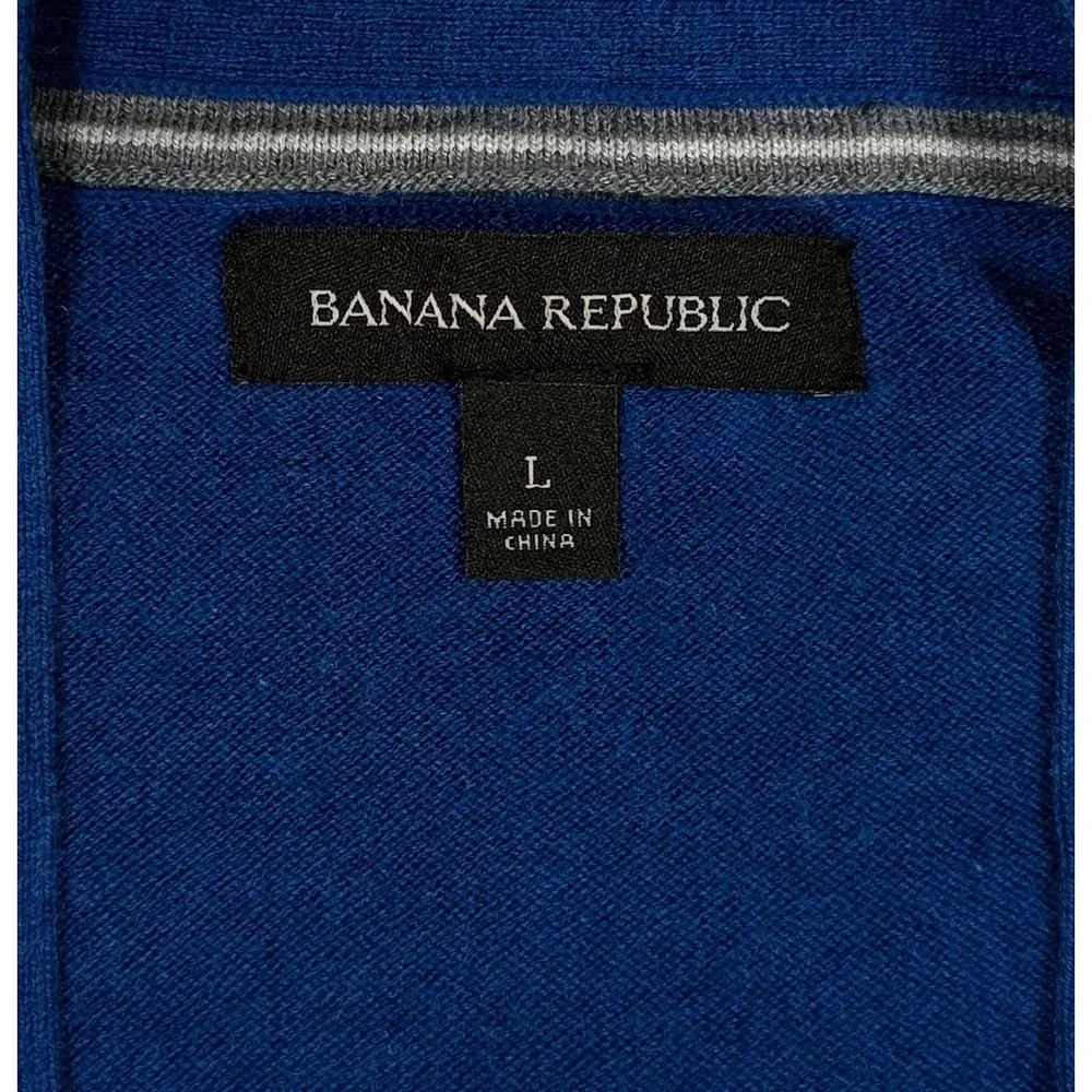 Banana Republic silk cashmere blend blue knit v neck cardigan sweater men large